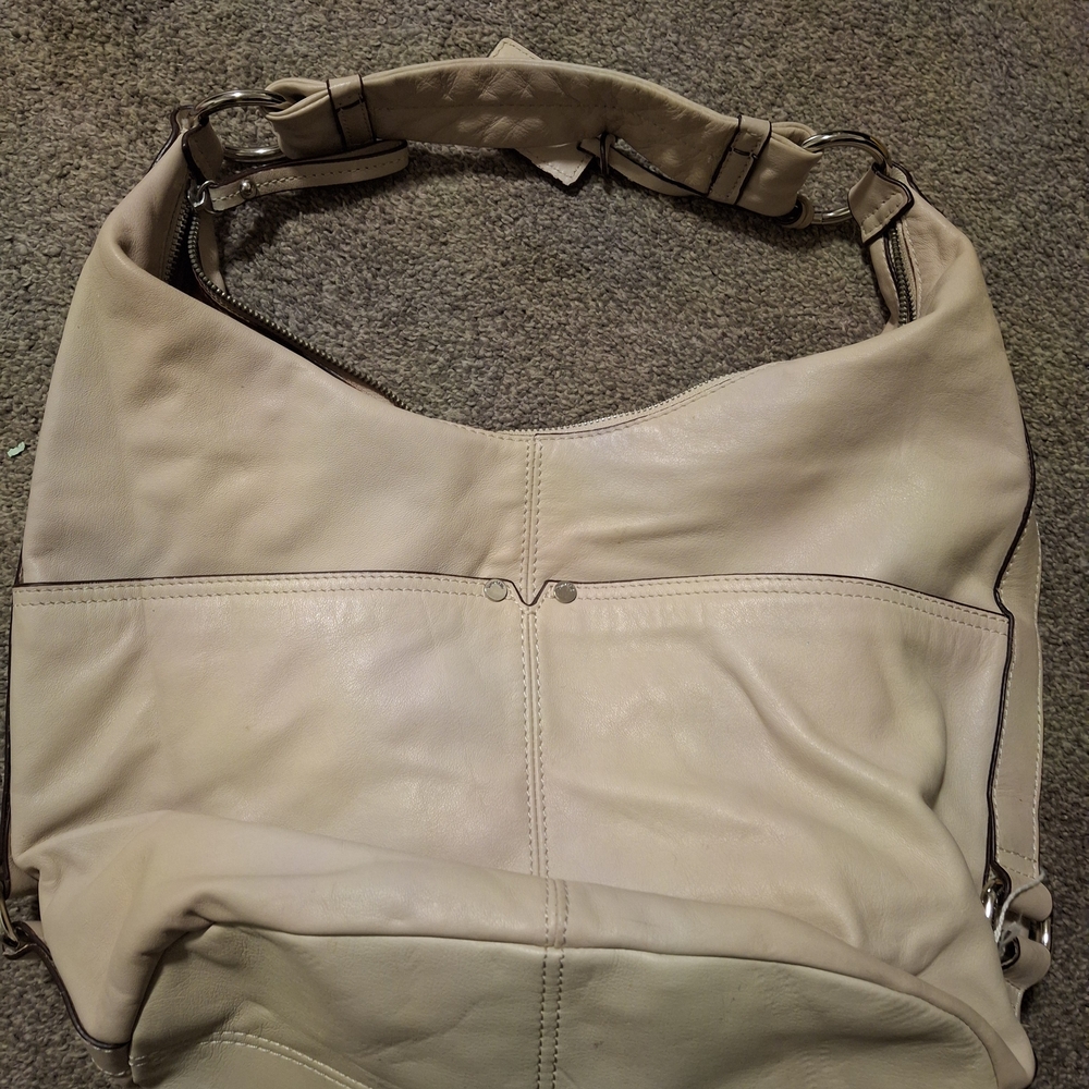 Elegant Cream Leather Hobo Bag